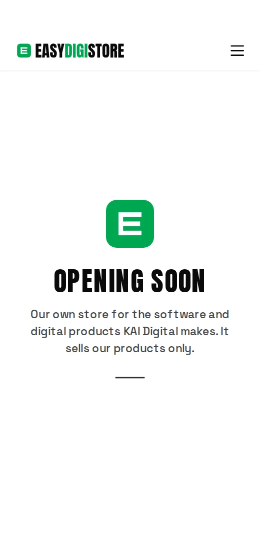 The EasyDigiStore opening soon screen on a phone